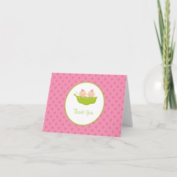 Two Peas In A Pod  Twin Girls Thank You Note by NoteworthyPrintables at Zazzle