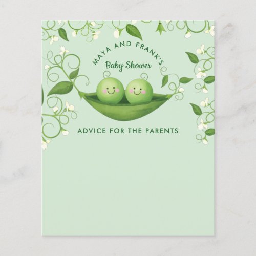 Two Peas in a Pod Twin Shower Advice Card