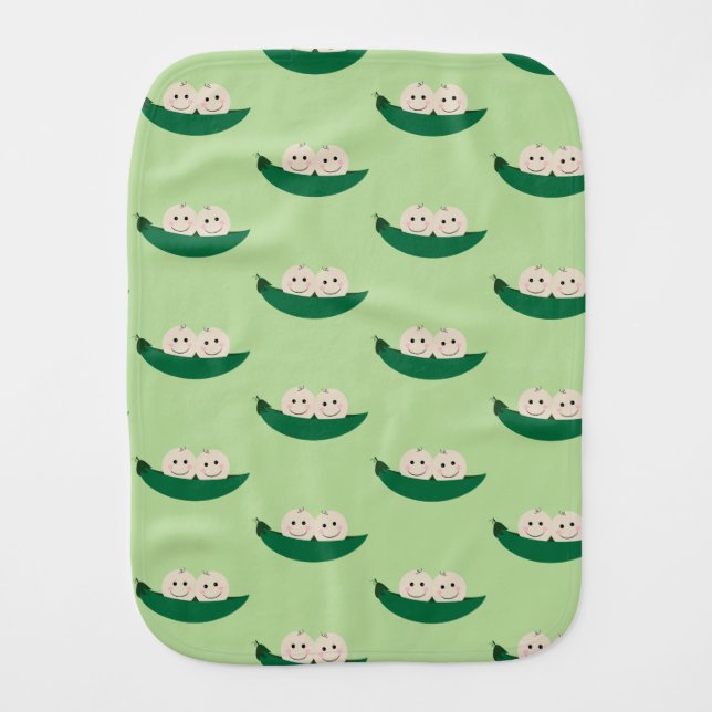 Two Peas in a Pod Twins Baby Baby Burp Cloth (Front)