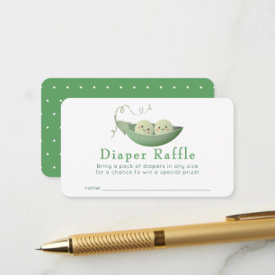 Two Peas in a Pod Twins Baby Diaper Raffle Ticket Enclosure Card