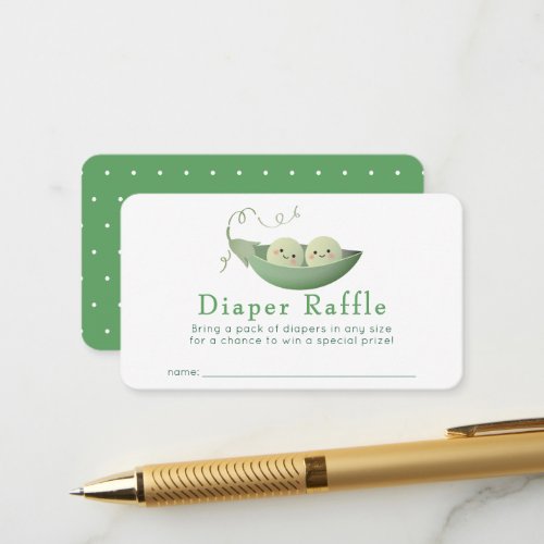 Two Peas in a Pod Twins Baby Diaper Raffle Ticket Enclosure Card