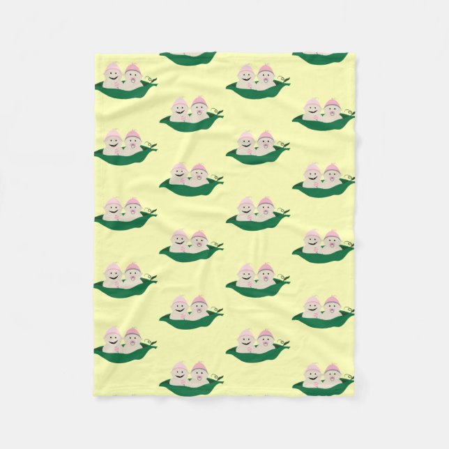 Two Peas in a Pod Twins Baby Girls Fleece Blanket (Front)