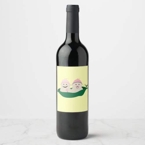 Two Peas in a Pod Twins Baby Girls Wine Label
