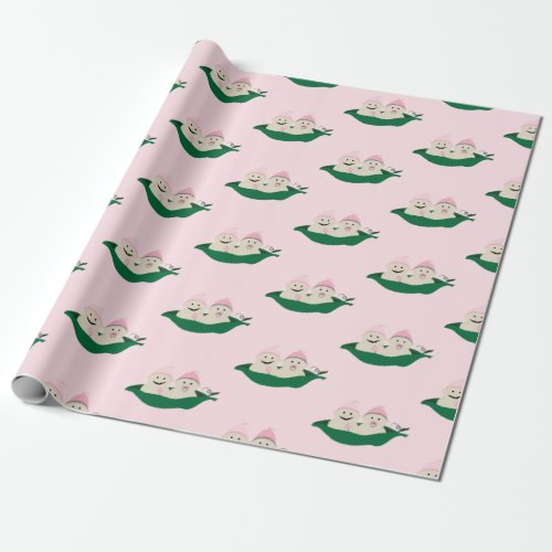 Two Peas in a Pod Twins Baby Girls Wrapping Paper