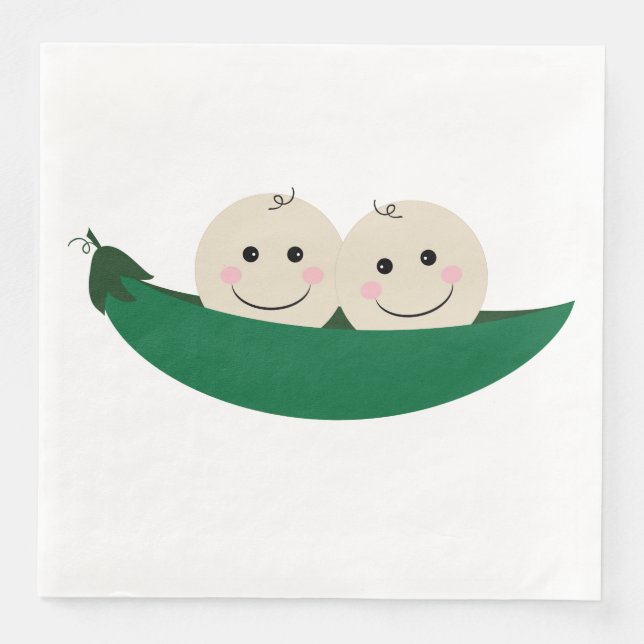 Two Peas in a Pod Twins Baby Paper Dinner Napkins (Front)
