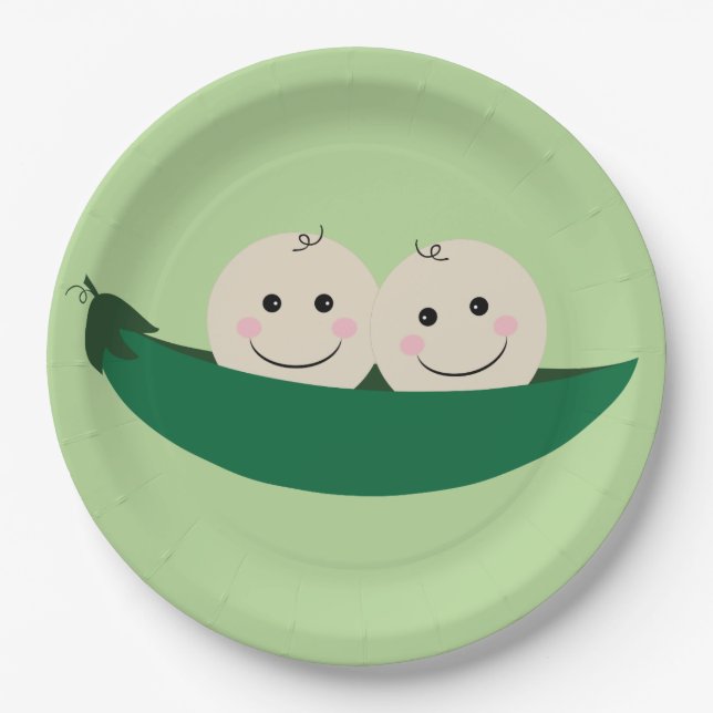 Two Peas in a Pod Twins Baby Paper Plates (Front)