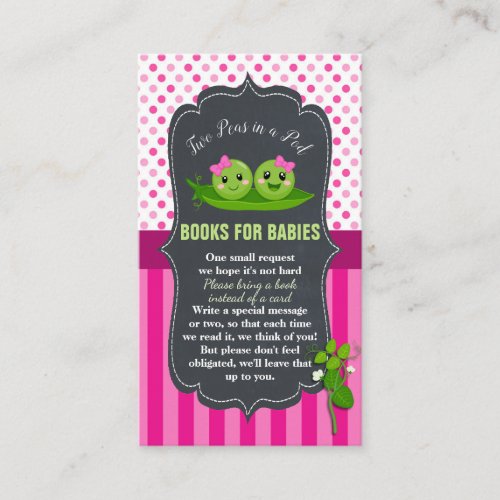 Two Peas in a Pod Twins Baby Shower Books for Baby Enclosure Card
