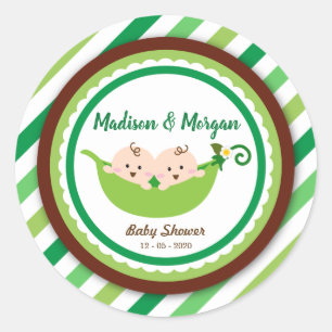 Two Peas In A Pod Twins Baby Shower Classic Round Sticker