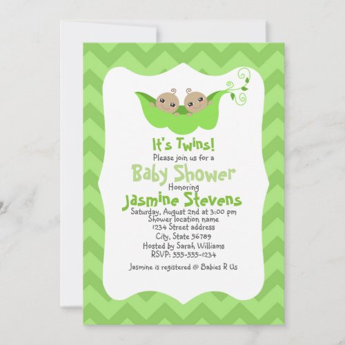 Two Peas in a Pod Twins Baby Shower Invitation