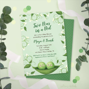 Two Peas in a Pod Twins Baby Shower Invitation
