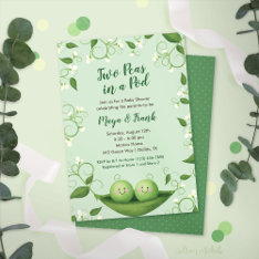 Two Peas In A Pod Twins Baby Shower Invitation at Zazzle