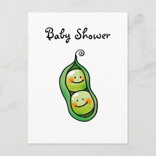 Two peas in a pod twins baby shower invitation postcard
