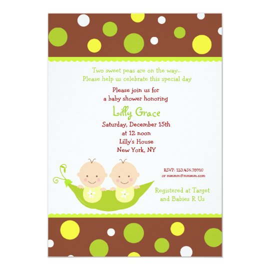 Two Peas In A Pod Twins Baby Shower Invitations | Zazzle.com