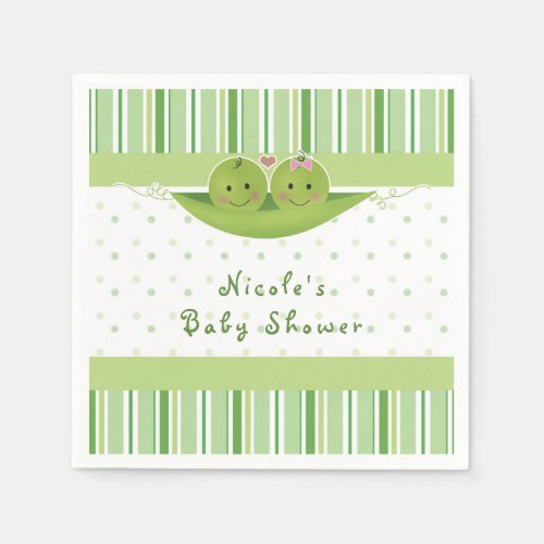 Two Peas in a Pod Twins Baby Shower Party Custom Napkins