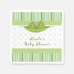 Two Peas in a Pod Twins Baby Shower Party Custom Paper Napkins
