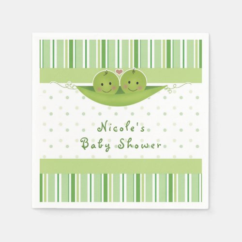 Two Peas in a Pod Twins Baby Shower Party Custom Paper Napkins