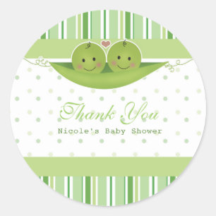 Two Peas in a Pod Twins Baby Shower Party Favor Classic Round Sticker