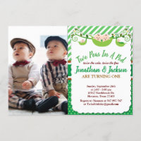 Two Peas In A Pod Twins Birthday Photo Invitation