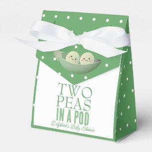 Two Peas in a Pod Twins Green Baby Shower Favor Boxes