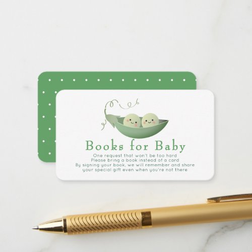 Two Peas in a Pod Twins Green Books for Baby Enclosure Card