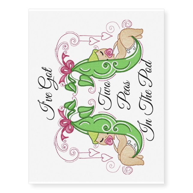 Two Peas In A Pod twins Tattoo (Front)