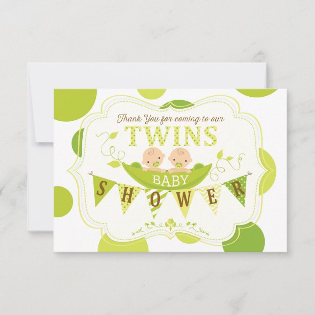 Two Peas in a Pod Twins Thank You Card (Front)