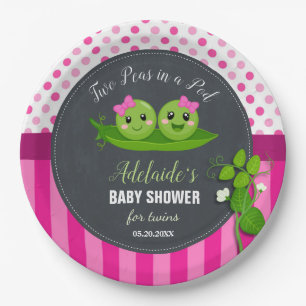 Two Peas in a Pod Twins Twin Girls Baby Shower Paper Plates