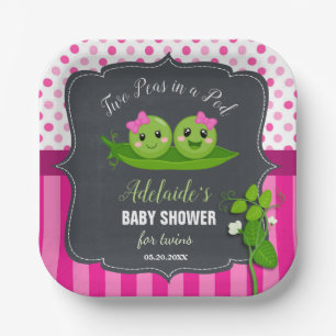 Two Peas in a Pod Twins Twin Girls Baby Shower Paper Plates