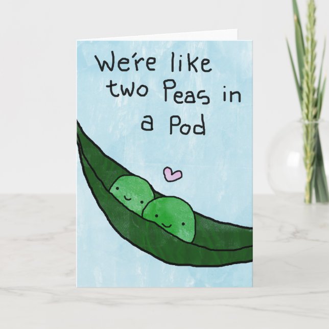 Two Peas In A Pod - Valentines Day Card / Love You (Front)