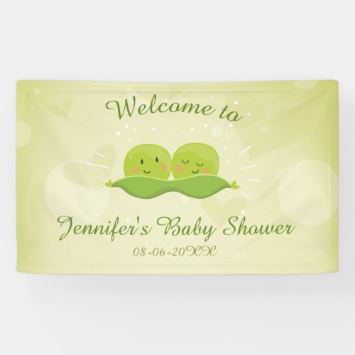 Two peas in pod Baby shower banner Twins Neutral