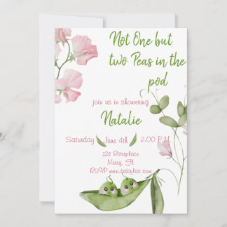 Two Peas in the Pod Twin Baby Shower Invitation