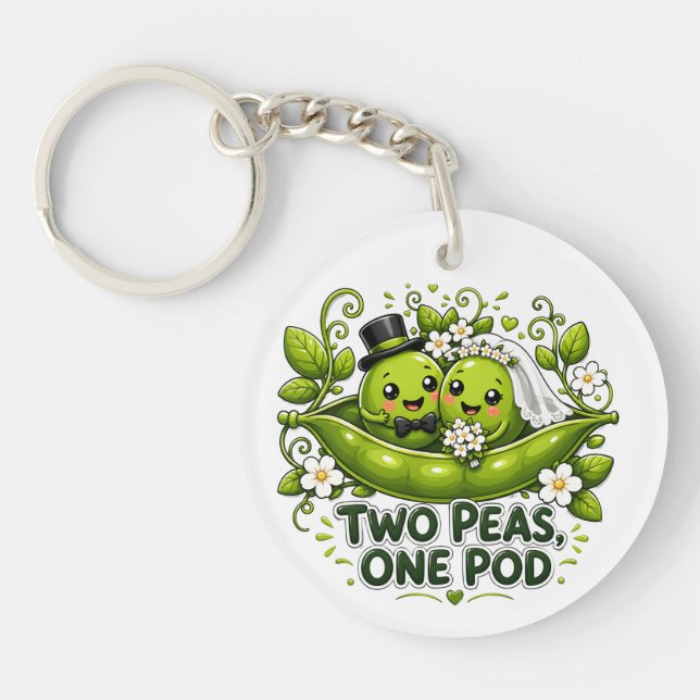 Two Peas One Pod Wedding Keychain (Front)