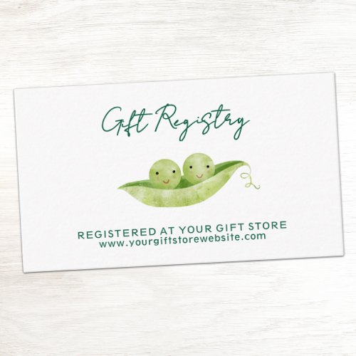 Two Peas Twin Baby Shower Gift Registry Enclosure Card