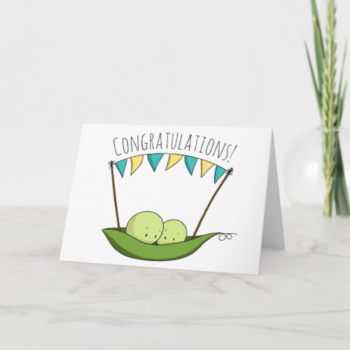 Two Peas Twin boys Newborn Congratulations Baby Card
