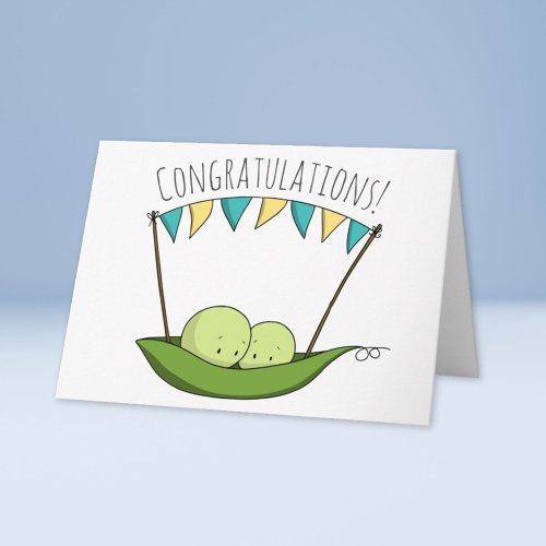 Two Peas Twin boys Newborn Congratulations Baby Card