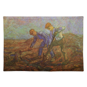 Two Peasants Digging by Vincent van Gogh Cloth Placemat