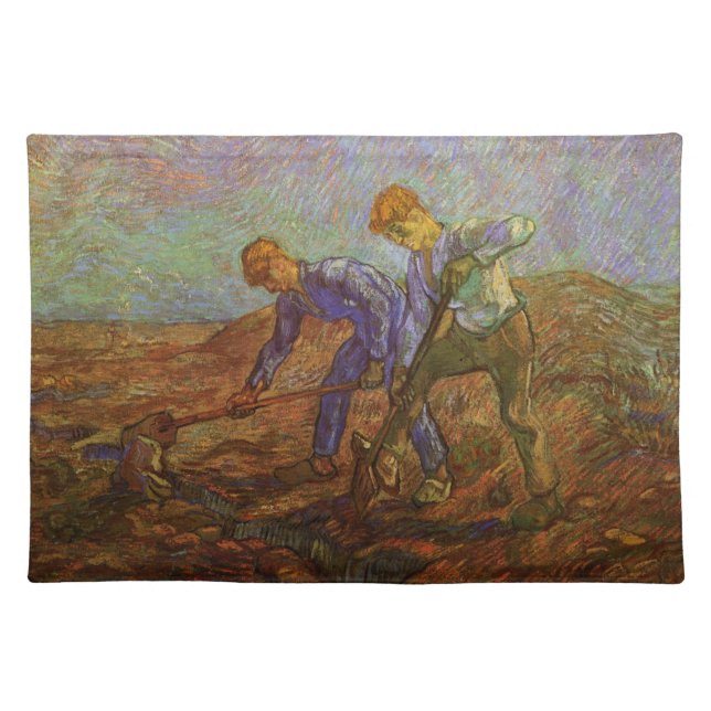 Two Peasants Digging by Vincent van Gogh Cloth Placemat (Front)