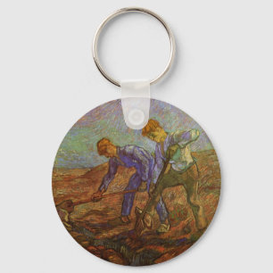 Two Peasants Digging by Vincent van Gogh Keychain