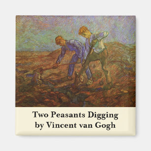Two Peasants Digging by Vincent van Gogh Magnet