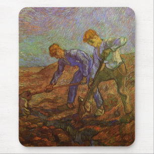 Two Peasants Digging by Vincent van Gogh Mouse Pad