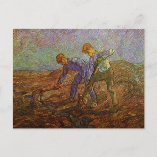 Two Peasants Digging by Vincent van Gogh Postcard