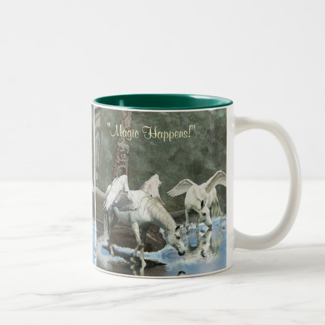 Two Pegasi Drinking by Totem Poles Fantasy Art Mug (Right)