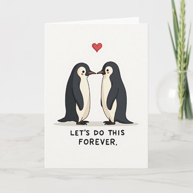 Two Penguins Love Forever Card (Front)