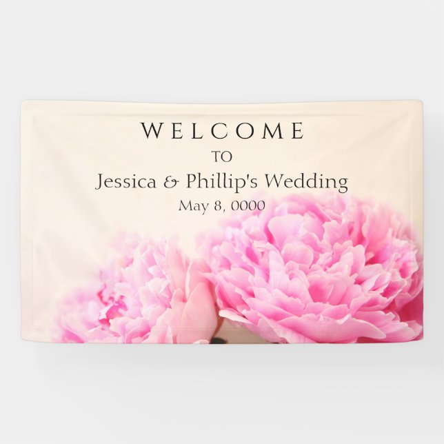 Two peonies pink banner (Horizontal)