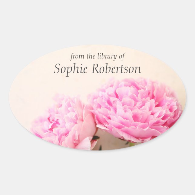 Two peonies pink bookplate (Front)