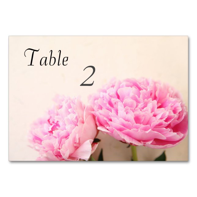 Two peonies pink table number (Front)