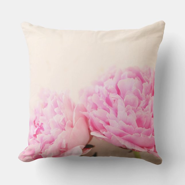 Two peonies pink throw pillow (Front)