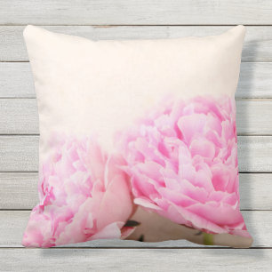 Two peonies pink throw pillow
