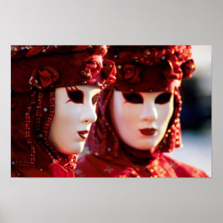 Two People in Carnival Masks, Venice (Italy) Poster