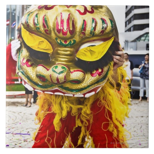 Two people in Chinese dragon costume, Qingdao, Tile (Front)